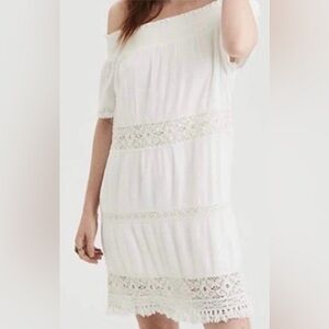 American Eagle Outfitters White Cream Off-Shoulder Dress Boho M Medium